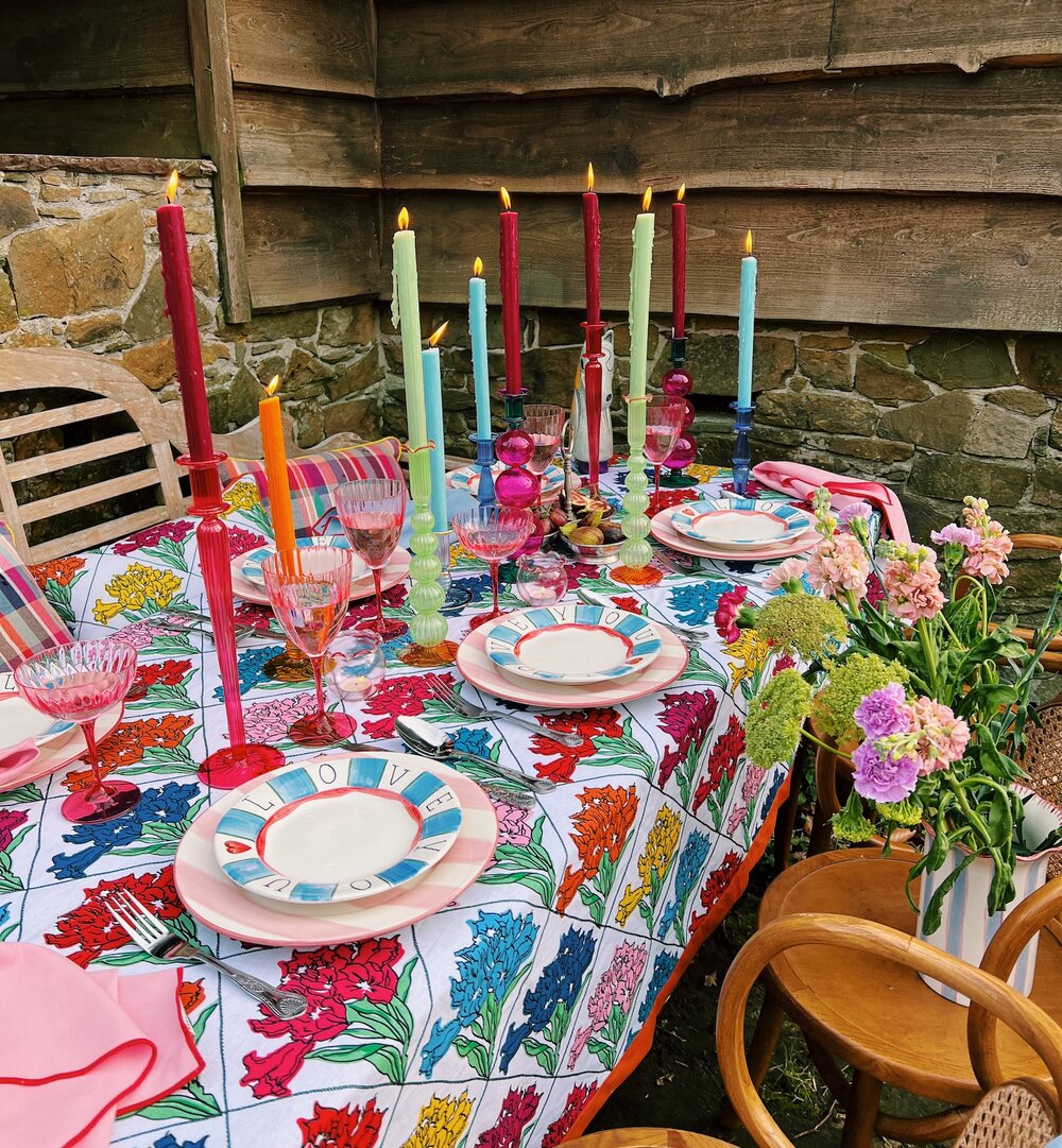 Peony lysestage, pink - H33,5 cm.